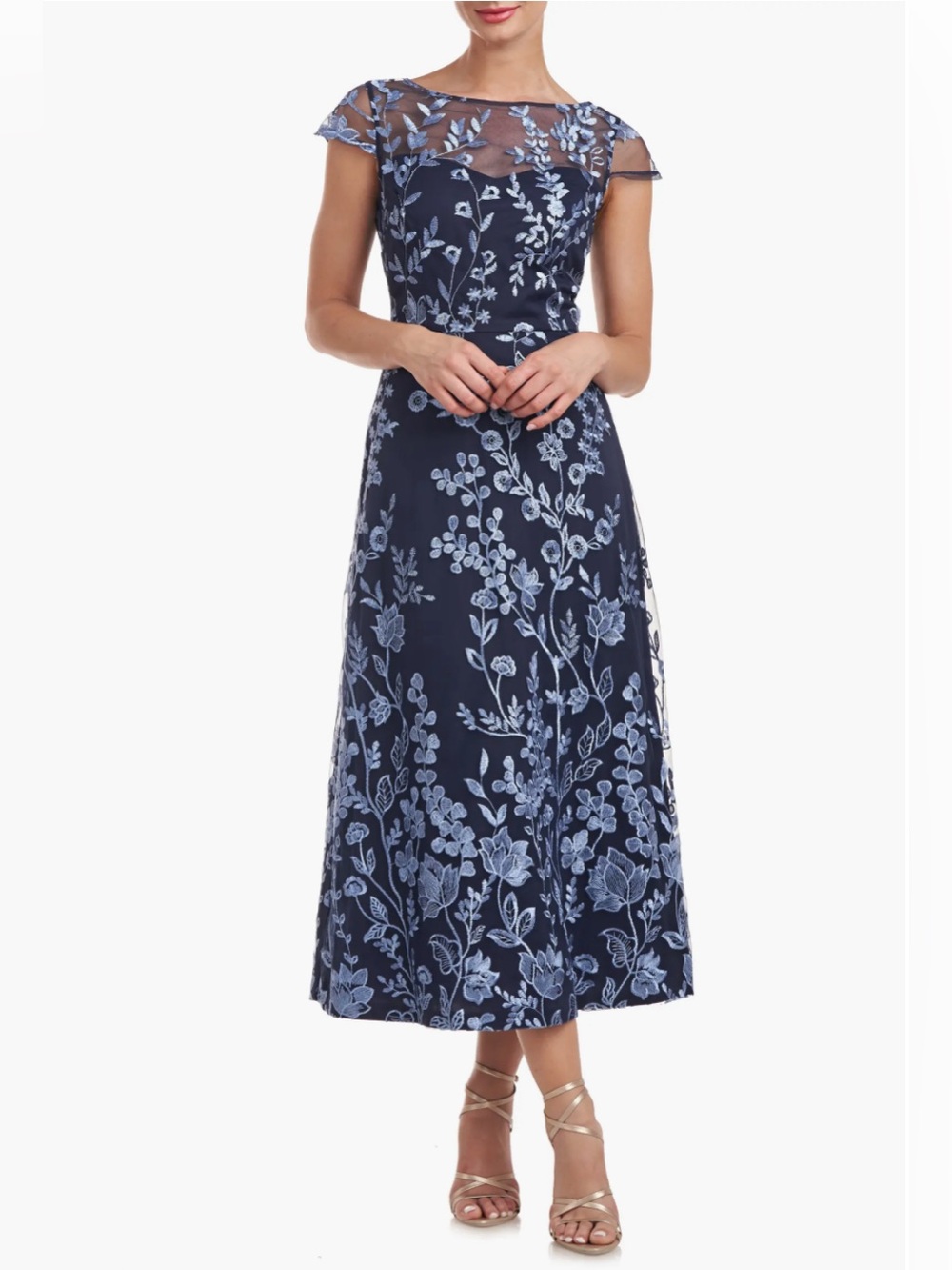NWT JS Collections Meredith Floral-Embroidery A Line Dress Size 14